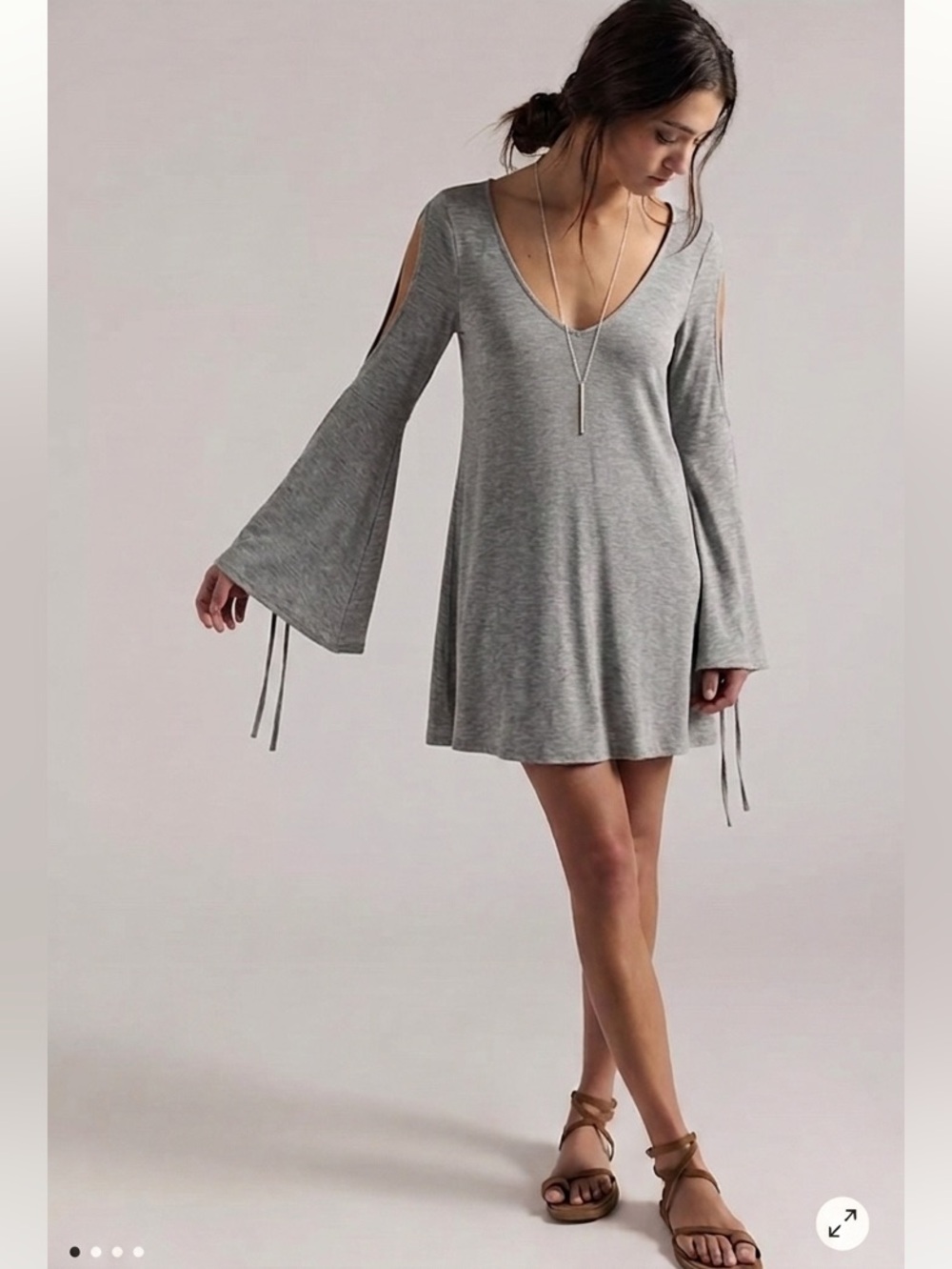 American Eagle Grey Boho Bell Sleeve Bathing-suit Coverup / Mini Dress- Summer!
